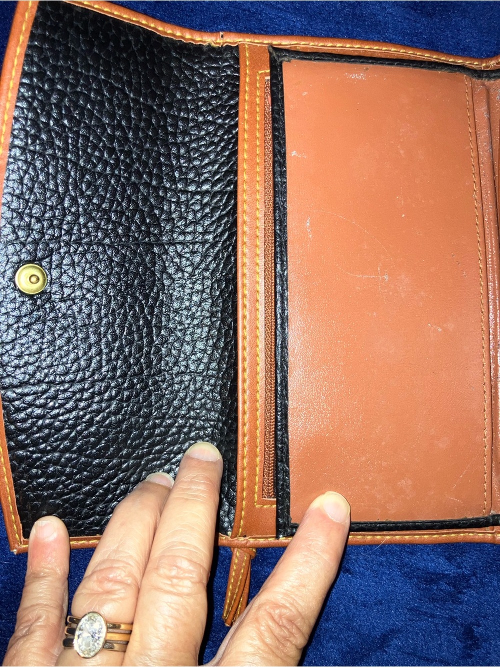 Dooney & Bourke Black Pebbled Leather Wallet with Tan Trim - Picture 9 of 16